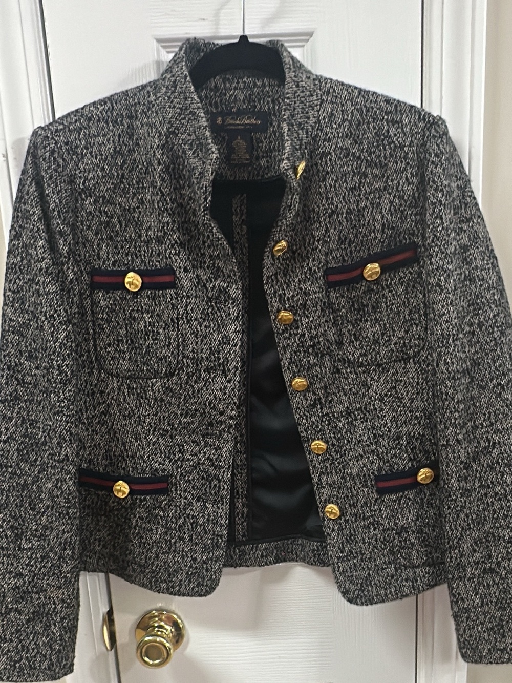 Brooks Brothers Gray/blue Wool Angora Nylon Silk Blazer with G-pit-pit 19 (mix53